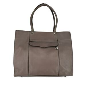 Rebecca Minkoff Leather Tote Purse Taupe MAB Collection Modern Designer Large